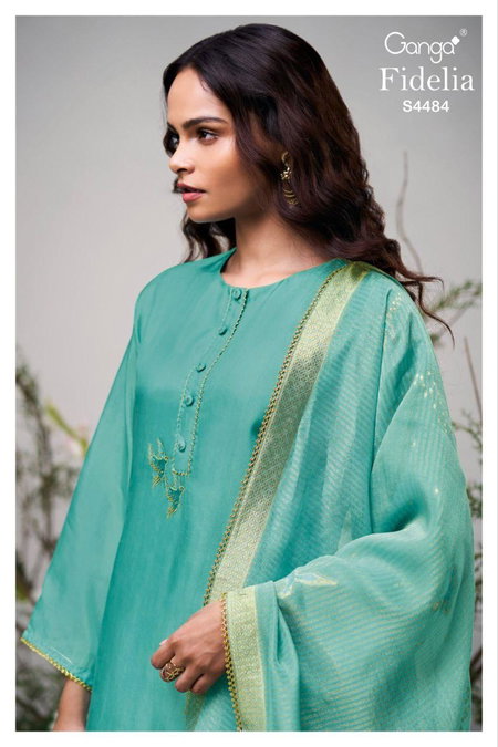 Fidelia 4484 By Ganga Bemberg Habutai Silk Wholesale Designer Salwar Suits In India